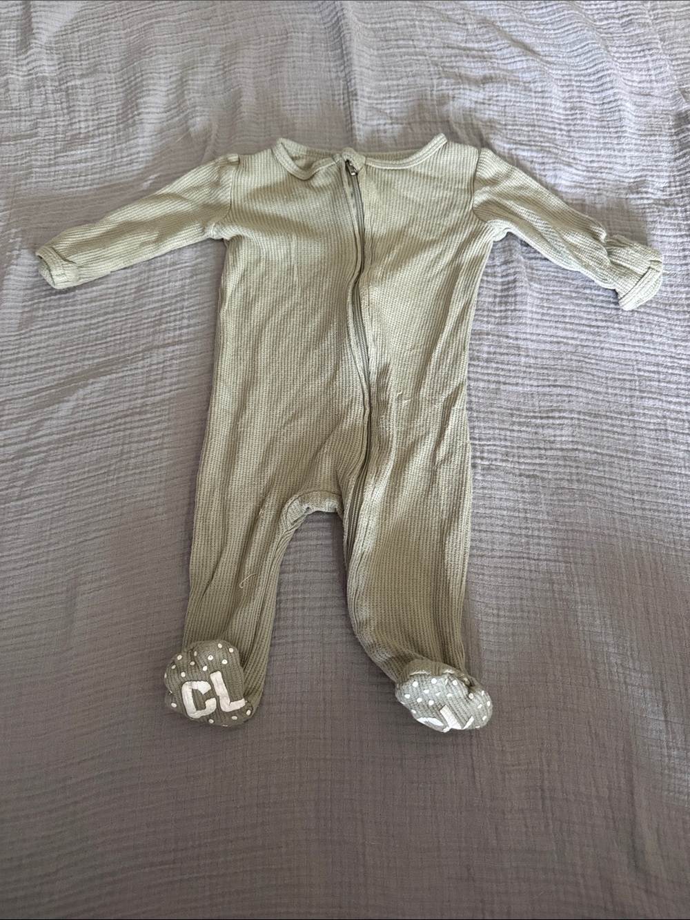 Caden Lane Ribbed Footed One-Piece in Sage Green